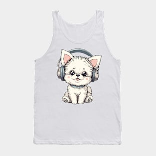 Cat with headphone animation Tank Top